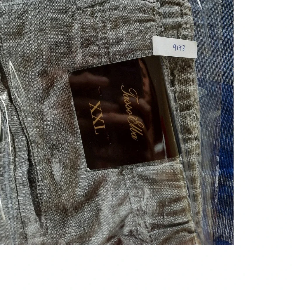 Tasso Elba Island Mens XXL Gray Linen Cotton Blend Relax Drawstring Pants New